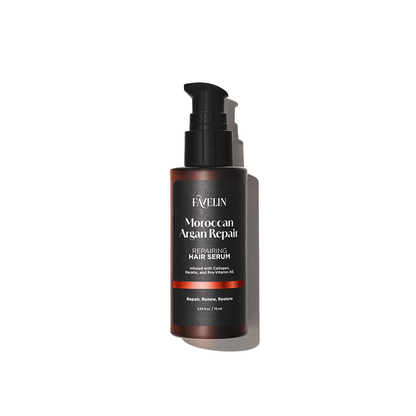 Moroccan Argan Repair Hair Serum with a black pump applicator